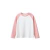 Spring and Autumn Long-Sleeved T-Shirts for Boys and Girls, Round Neck Patchwork Sleeve Tops, Solid Color Plain Bottoming Shirts for Older Children