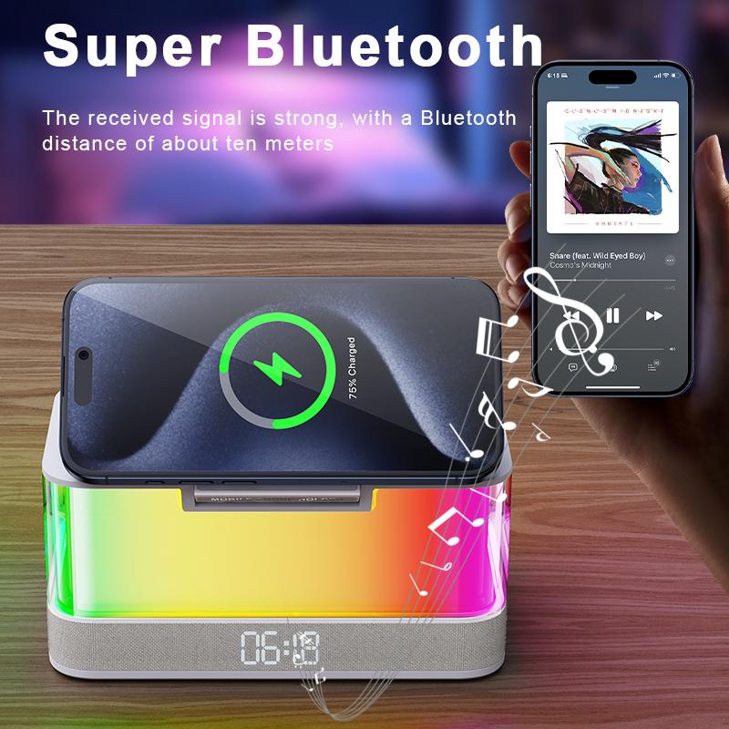 6 in 1 Air Version Desk Lamp Fast Charging Portable Speakers Alarm Clock Night Lights 3 in 1 Wireless Charger