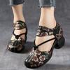 Moda GKTINOO 2025 Nowe Damskie Sandały Lato Skóra Naturalna Nadruk Grube Obcasy Sandały Styl Retro Okrągły Nosek Casual Wysokie Obcasy Buty