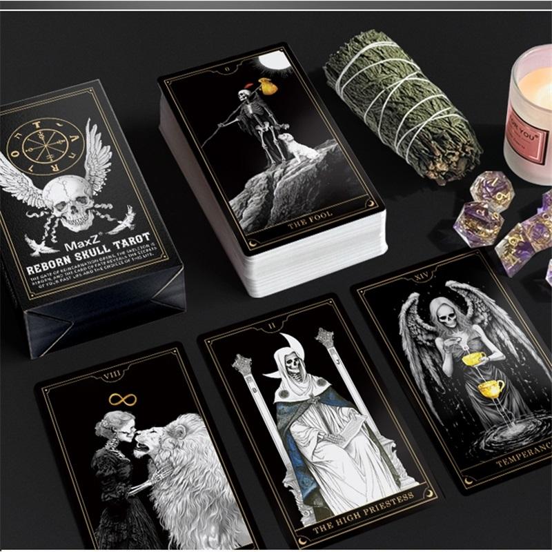 New Skull Black Tarot Deck 78 Cards Gothic Divination Oracle Dark Mystery Rider Waite Spiritual Guidance English Spanish Russian