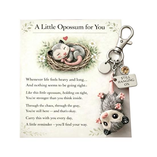 Keychain Pendant Acrylic Possum Design Lightweight Furry Texture Key Chain November