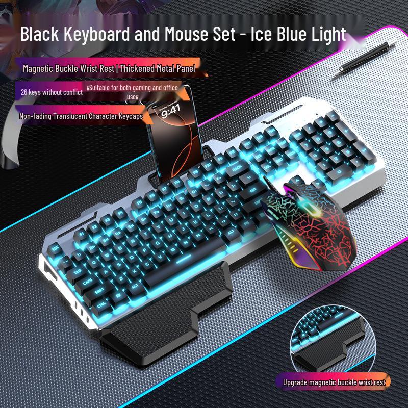 GX810 Wired Gaming Set: Mechanical Feel Keyboard, Mouse & Luminous Headset for Esports and Office.