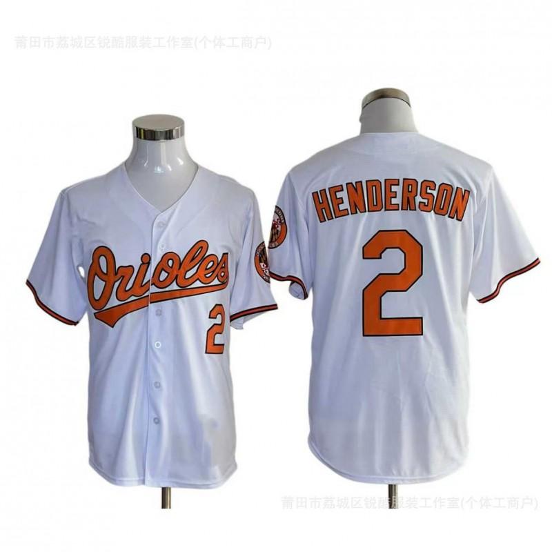 Baltimore Orioles 2 Henderson Baseball Jersey Unisex Fan Edition Cotton Blend Performance Tee Sports Training Casual Wear