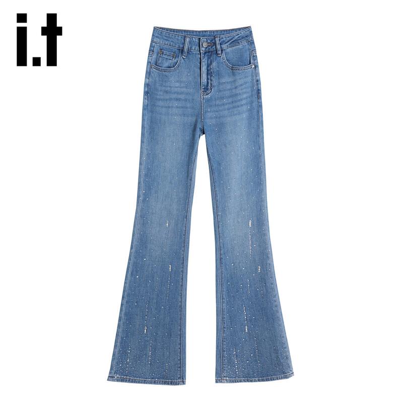 Izzue It Retro Rhinestone High-Waist Flare Jeans