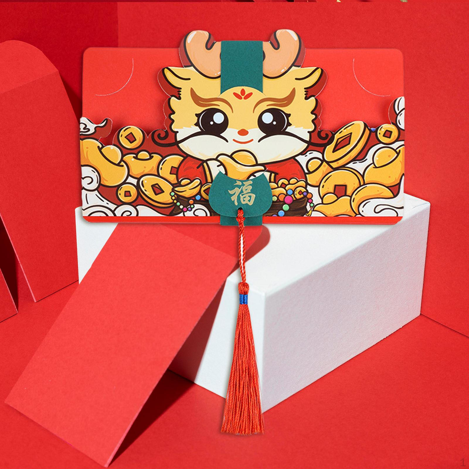 

Красный конверт Хонг по китайскому лунному году, складные пакеты на день рождения 8 Card Slot