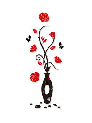 Rose Vase Acrylic Mirror Wall Stickers Plum Blossom DIY Art Wall Decal Living Room Bedroom Home Flower Wallpaper Decor