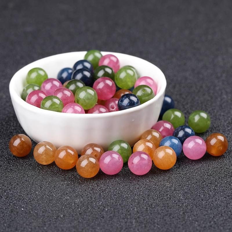 Natural Jade Beads Beautiful Multicolor Beads Handmade Diy Bracelet Necklace Jewelry Handmade Beads Accessories