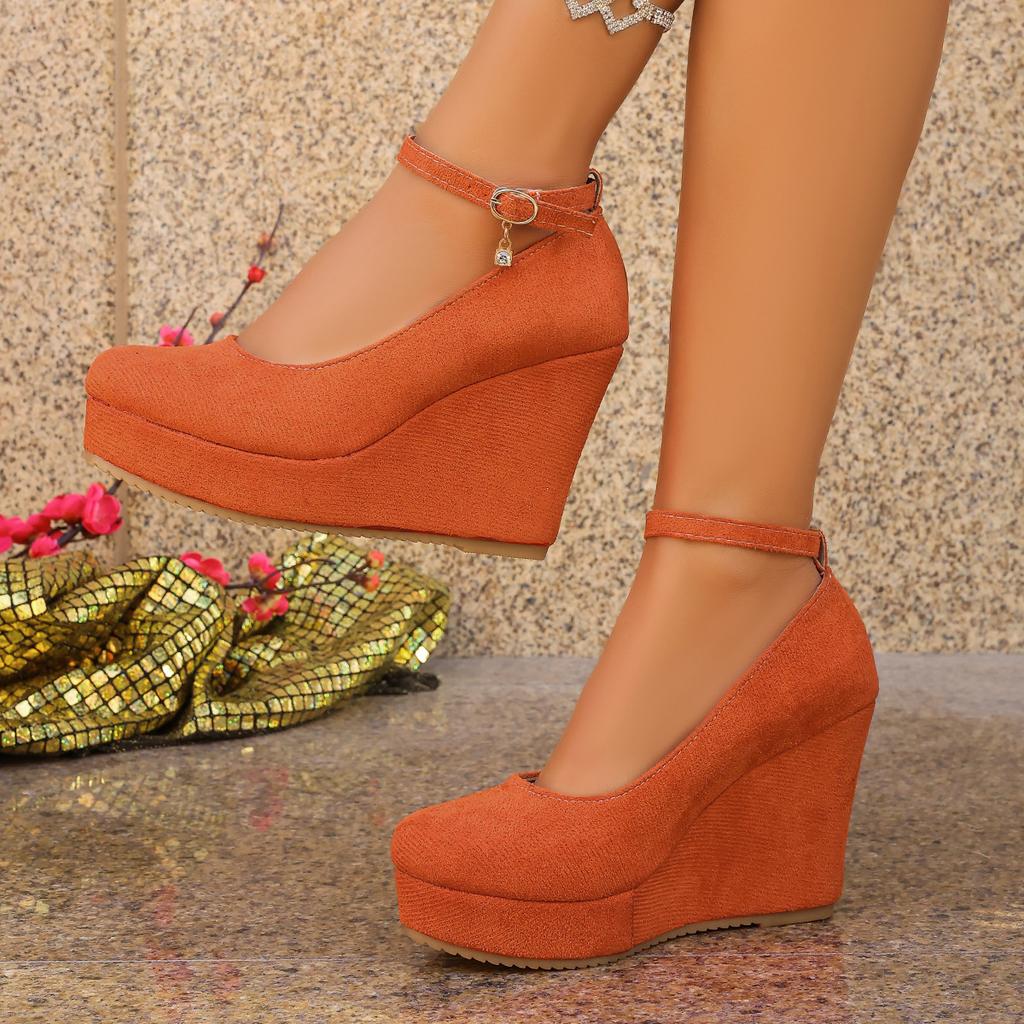 Spring/Autumn Pointed Toe Wedge Heel Shoes for Women, Fashionable Thick Sole Low-Cut High Heels, Women's Shoes 2026