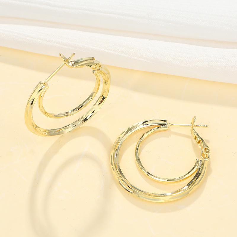 Huazi Style Zircon Stud Earrings for Women - Gold-Plated, Non-Fading Luxury Jewelry