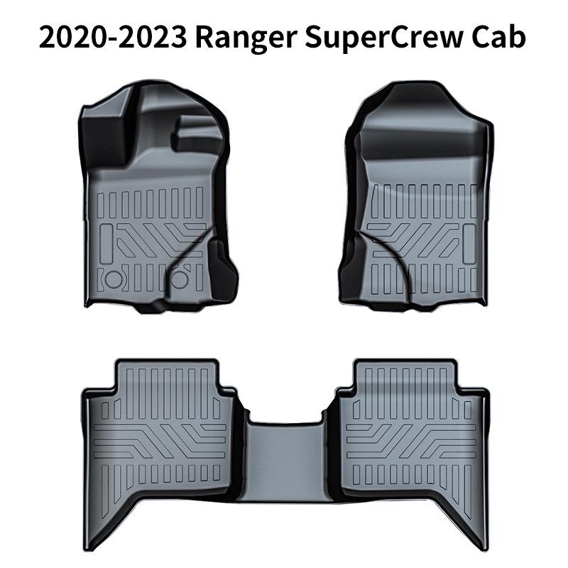 Eco-Friendly TPE All-Weather Floor Mats for 2020-2023 Ranger SuperCrew Cab
