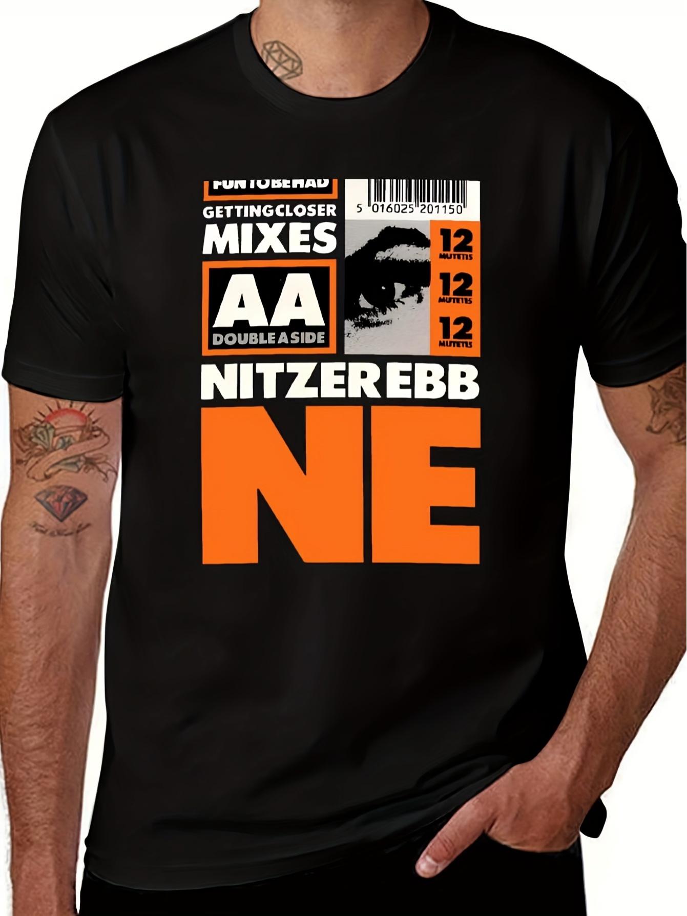 Men S Nitzer EBB Volume 02 Graphic T-Shirt - Black Featuring an Orange And White Design S