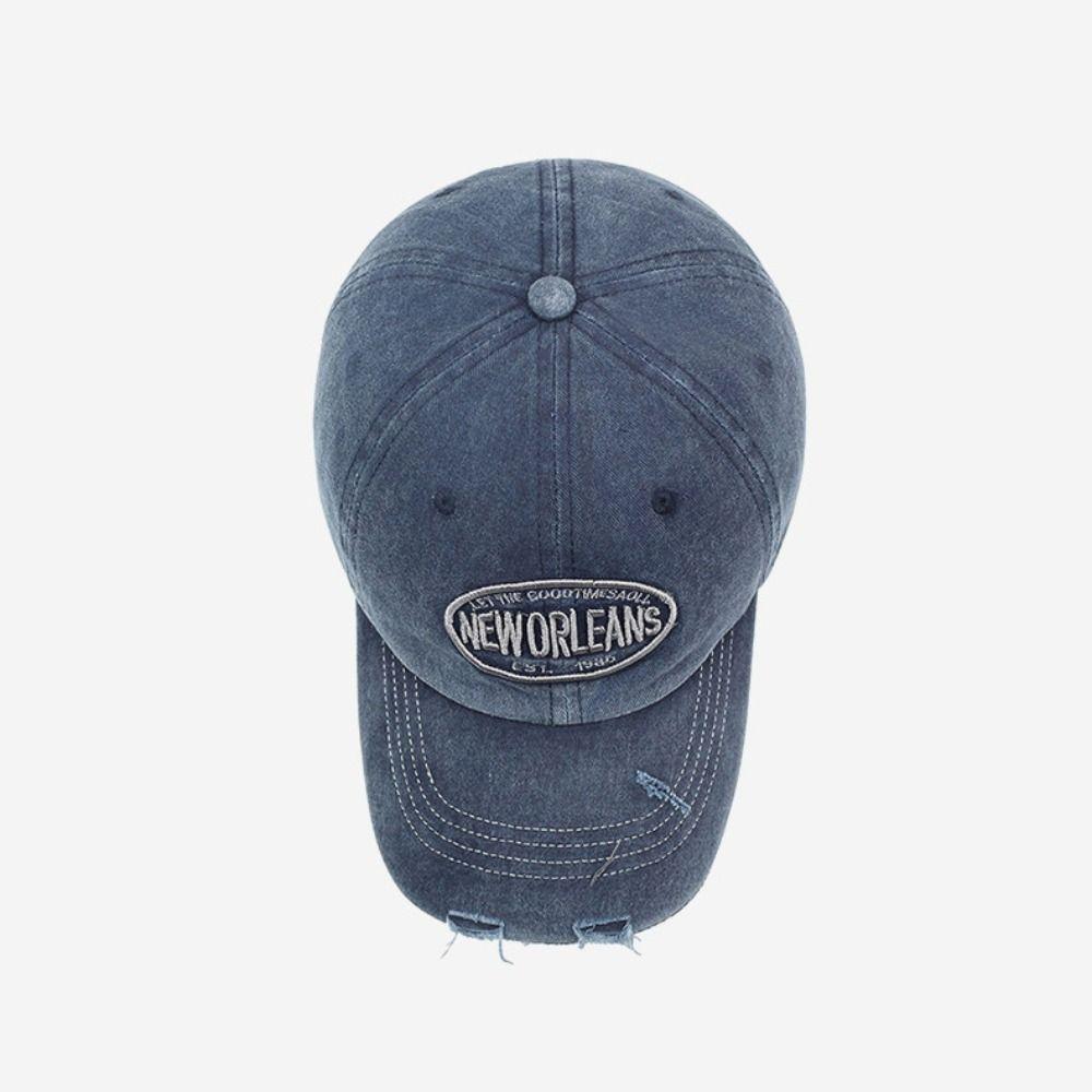 Letter NEWORLEANS Distressed Faded Cap Broken Hole Sunscreen Hats  For Man Women Outdoor Sports