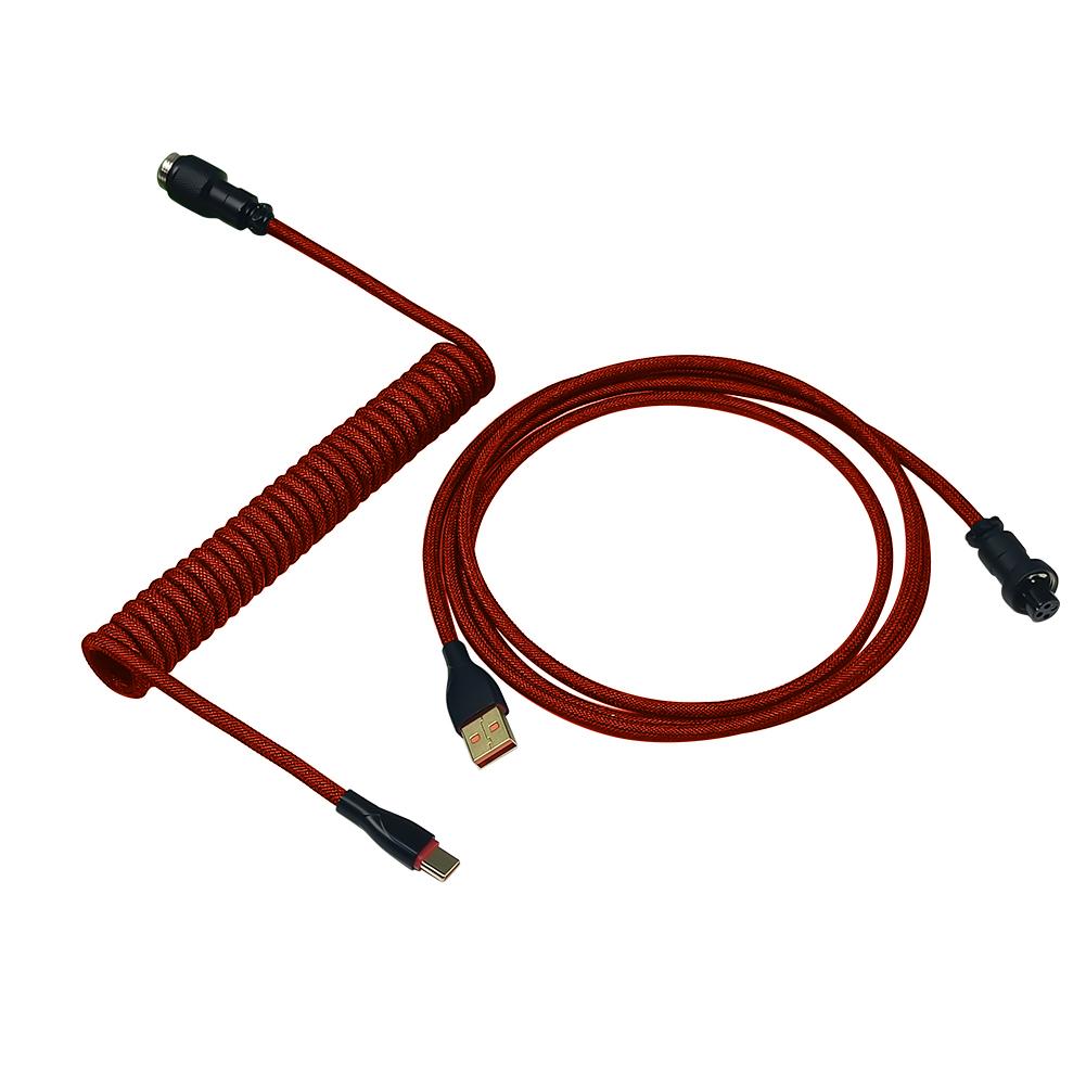 1.8m Aviation Connector 2 in 1 Type-C To USB Spiral Paracord Desktop Computer Aviation Connector Mechanical Keyboard Accessories