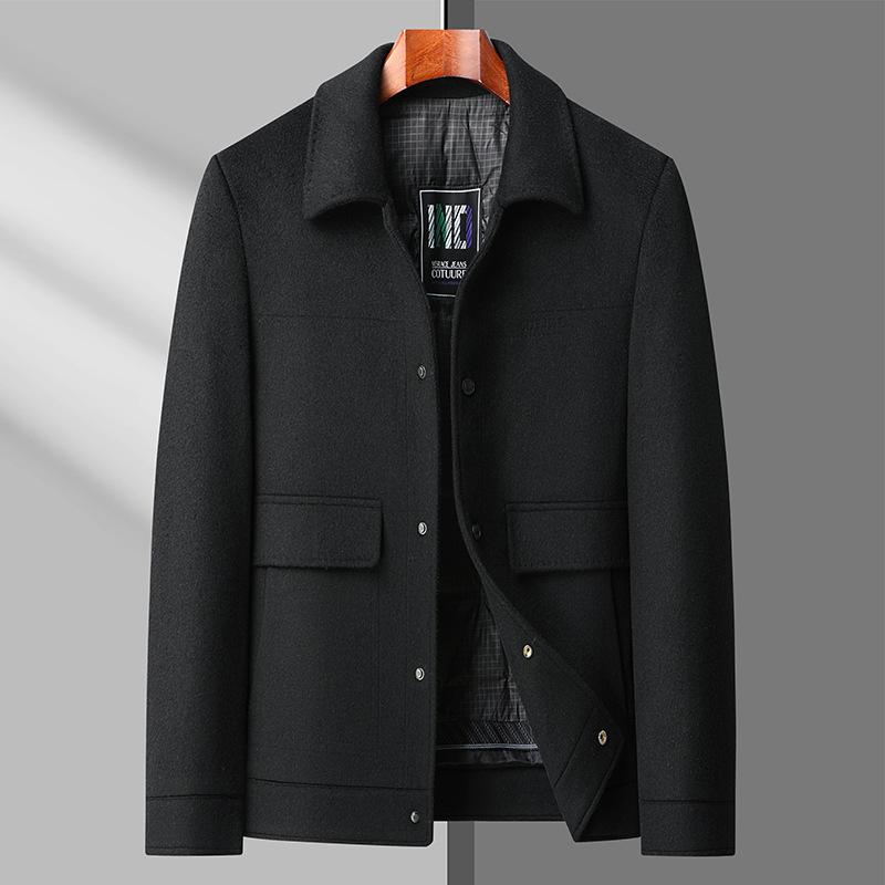 

Однотонная простая двусторонняя шерстяная куртка для молодых мужчин осень-зима новая двусторонняя шерстяная куртка с пуховой подкладкой для мужчин 4XL