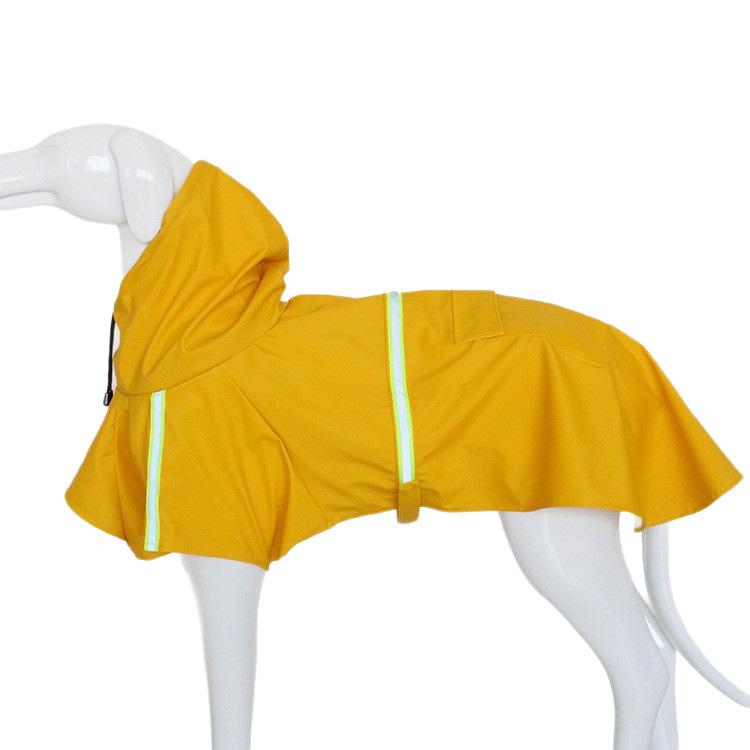 Large Dog Hooded Raincoat with Reflective Strips - Waterproof and Windproof