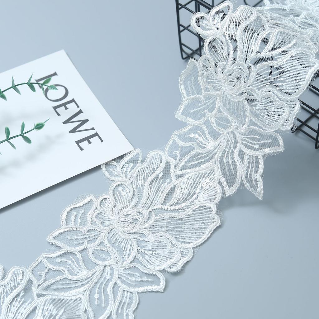 Car Bone Lace Transparent Beads Clothing Accessories Three-In-One Lace Wedding Dress 13Cm