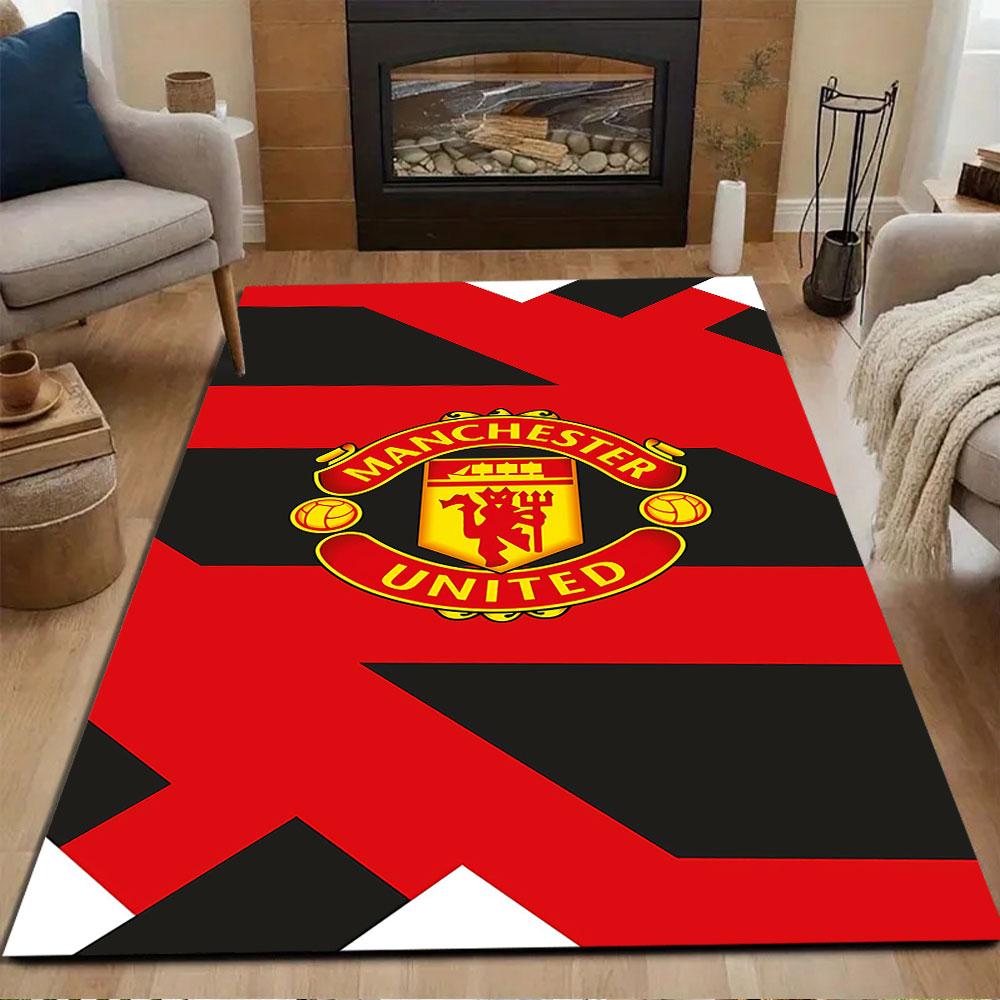 Manchester United Logo Rug Design Patterned carpet, non slip mat suitable for living room and bedroom sofas