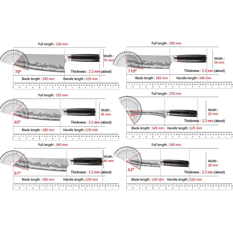 Kjøttkløyver smiing kokk slakterkniv rustfritt stål kjøkkenkniv hamret flåing skjærekniv trehåndtak kokeverktøy