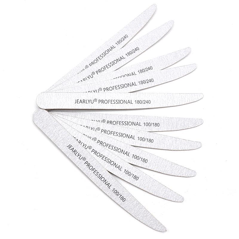Premium Thick Nail Art Wood File - High-Quality Gray White Sandpaper, Knife & Half Moon Shape