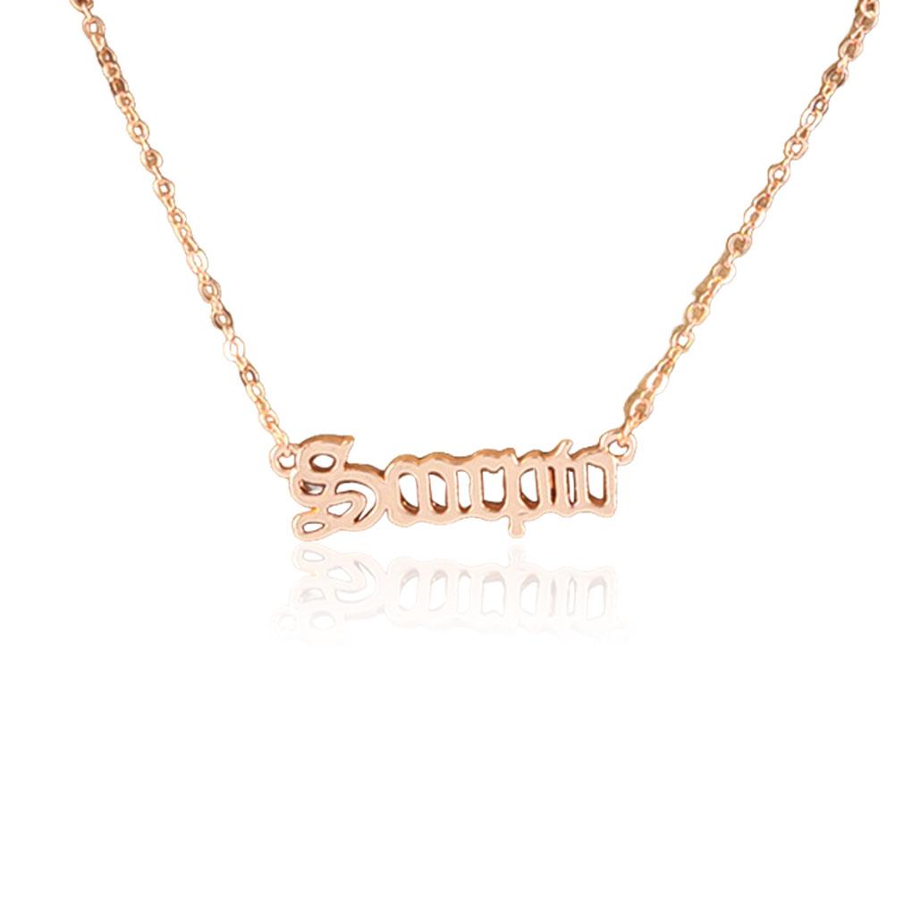 English Letter Twelve Zodiac Sign Constellations Theme Friendship Necklace Ins Pendant for Lover Friend Festival Gifts Rose Gold
