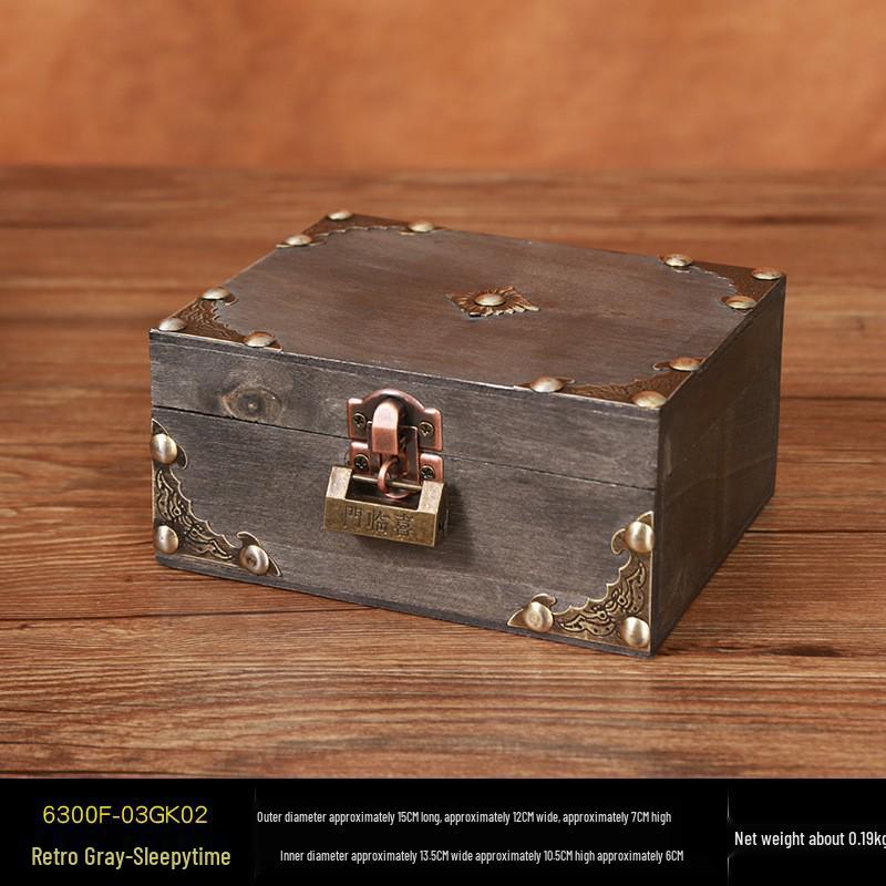 Vintage Wooden Jewelry Storage Box with Lock - Ideal for Earrings, Necklaces, Gifts, and Photography Props.