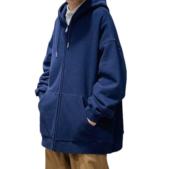 Autumn and winter Hong Kong style sweater men's hooded cardigan zipper Korean version trendy student jacket loose solid color top fashion