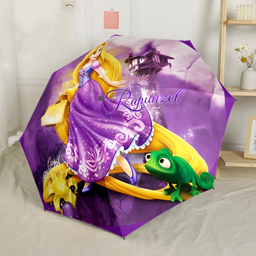 Rapunzel Compact Travel Automatic Umbrella with 8-Rib Lightweight Durable Everyday Carry Umbrella Vibrant Pattern Umbrella