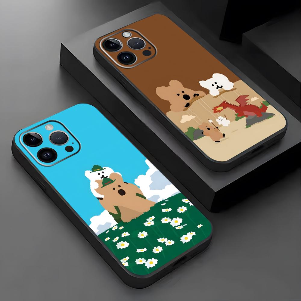 Cute D-Dinotaeng Phone Case For iPhone17 16 16e 15 14 13 12 11 Plus Mini Pro Max Soft black Shockproof Cover