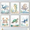 Cute Whale Sea Horse Octopus Crab Turtle Wall Art Posters And Prints Nordic Nursery Canvas Painting Picture Baby Kids Room Decor
