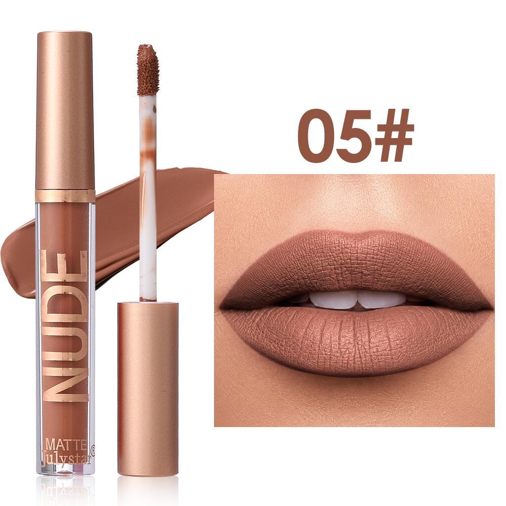 Julystar NUDE Matte Liquid Lipstick, Long Lasting Waterproof Velvet Lip Gloss, Non-Stick Cup Smudge-Proof Lip Tint