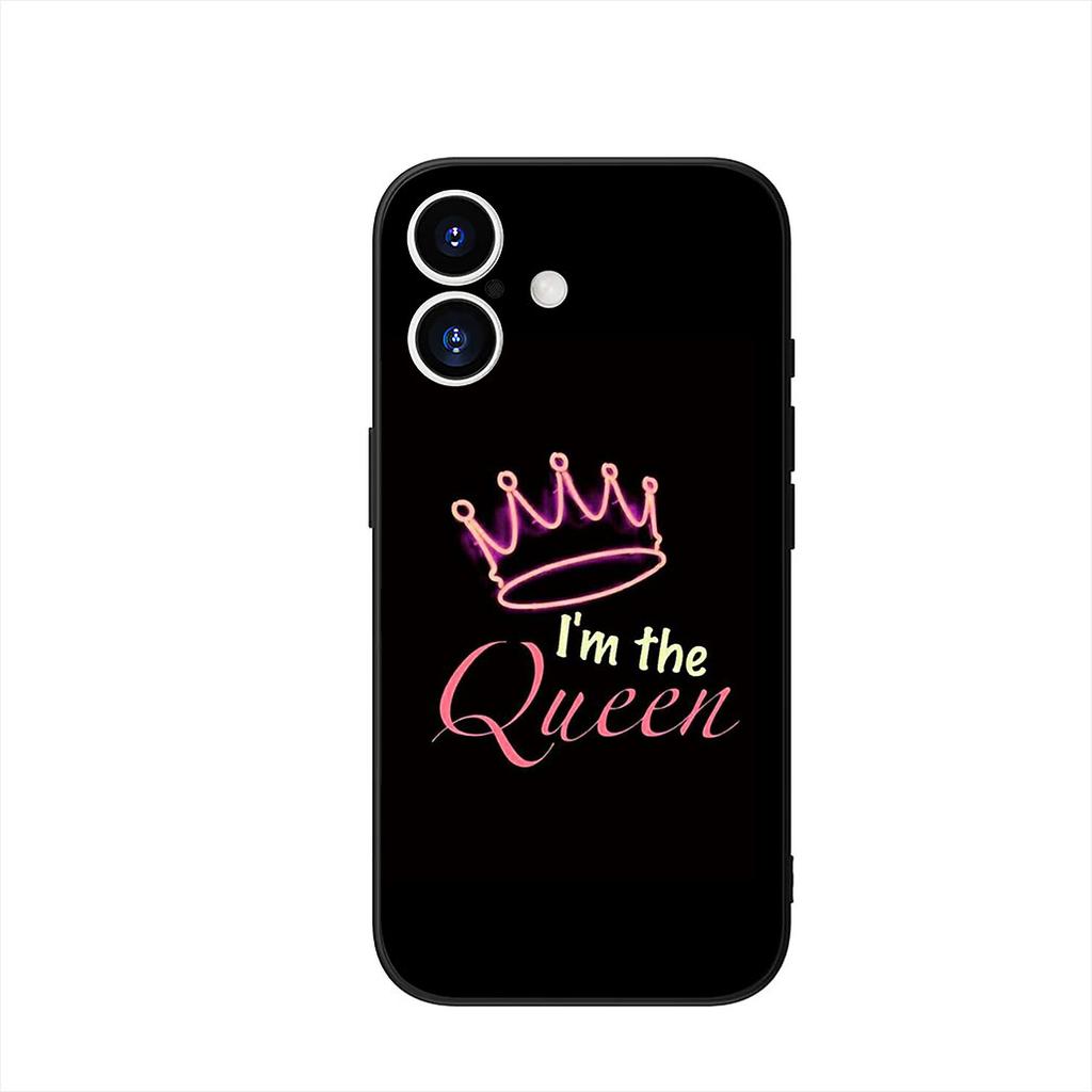 Queen King Princess Crown Phone Cover Case for Apple iPhone 16 15 14 Plus 13 12 Mini 17 Pro Max + 16E Air 16+ ProMax Casing