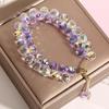 CBrilliant Purple Crystal Bracelet For Women And Girls, Exquisite Zircon Handmade Beaded Charm Bracelets, Jewelry Gift.