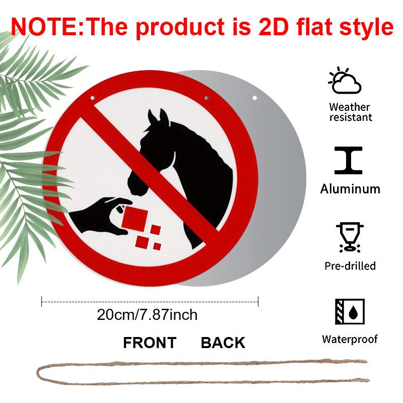 

2D Flat 1pc, 8x8 in, No Feeding The Horse Round Metal Sign - Durable Aluminum, Red & White Design, Perfect for Patio, Porch, Garage, Home, Cafe 1pc