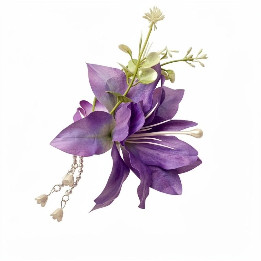 Perlenblume Haarspange Quaste Chinesischer Stil Haarclip Elegant Hanfu Haaraccessoires Mädchen