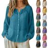 Women’s Long Sleeve Loose Fit Button Down Blouse Lightweight Pleated Top Casual Shirt for Daily Wear
