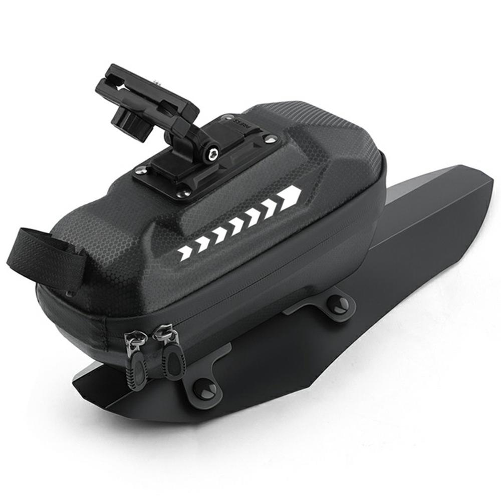 

WEST BIKING YP0707420 2L Hard Shell Waterproof PU Leather Bicycle Saddle Bag with Detachable Fender A