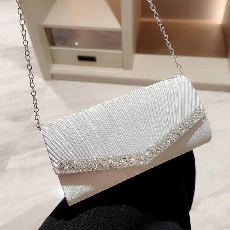 Women Evening Clutch Bags Elegant Luxury Female Silver/Black/White Clutch Wedding Purse Party Handbag Ladies Chain Shoulder Bags