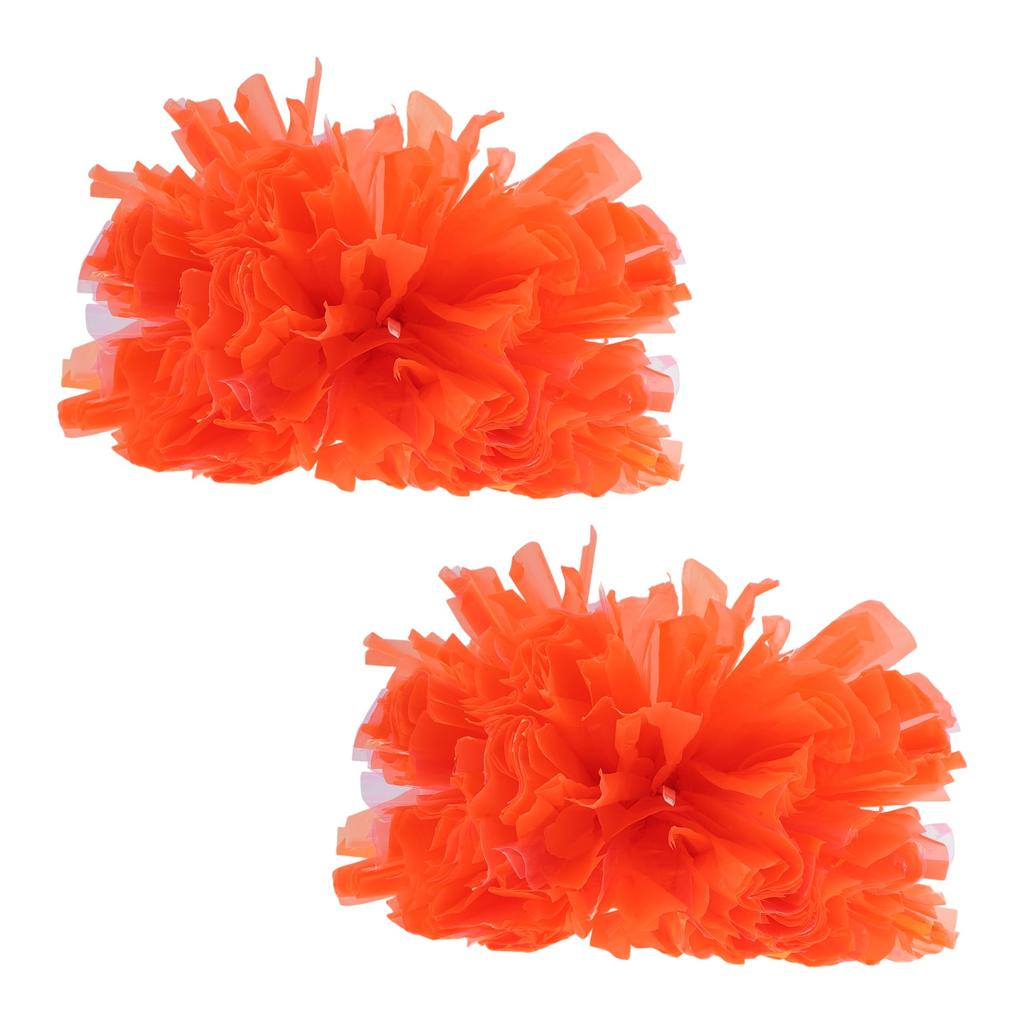 CAPASTEC 2 Pieces Cheerleading Pom Poms Cheerleader Pom Poms with Baton Handle 36cm Cheer Pom Poms Sports Team Spirit Cheering Colorful Orange