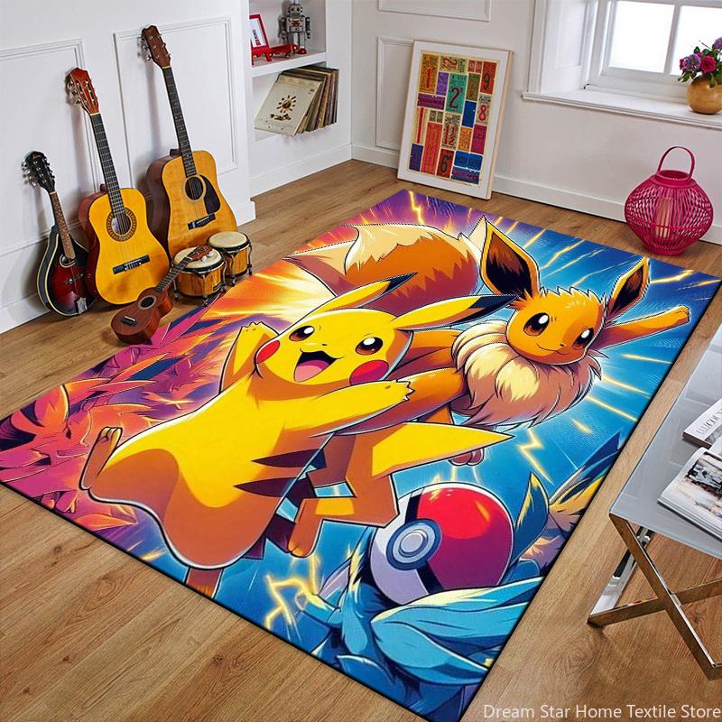 Cartoon Pokemon Anime 3D Carpet Rug for Home Living Room Bedroom Sofa Doormat Decor,Child Play Area Rug Non slip Floor Mat Gifts