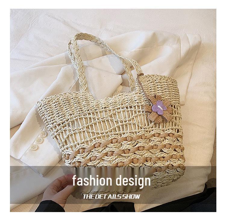 Bohemisk Etnisk Stil Vävväska - Tofs av Halm, Stor Kapacitet för Kvinnor