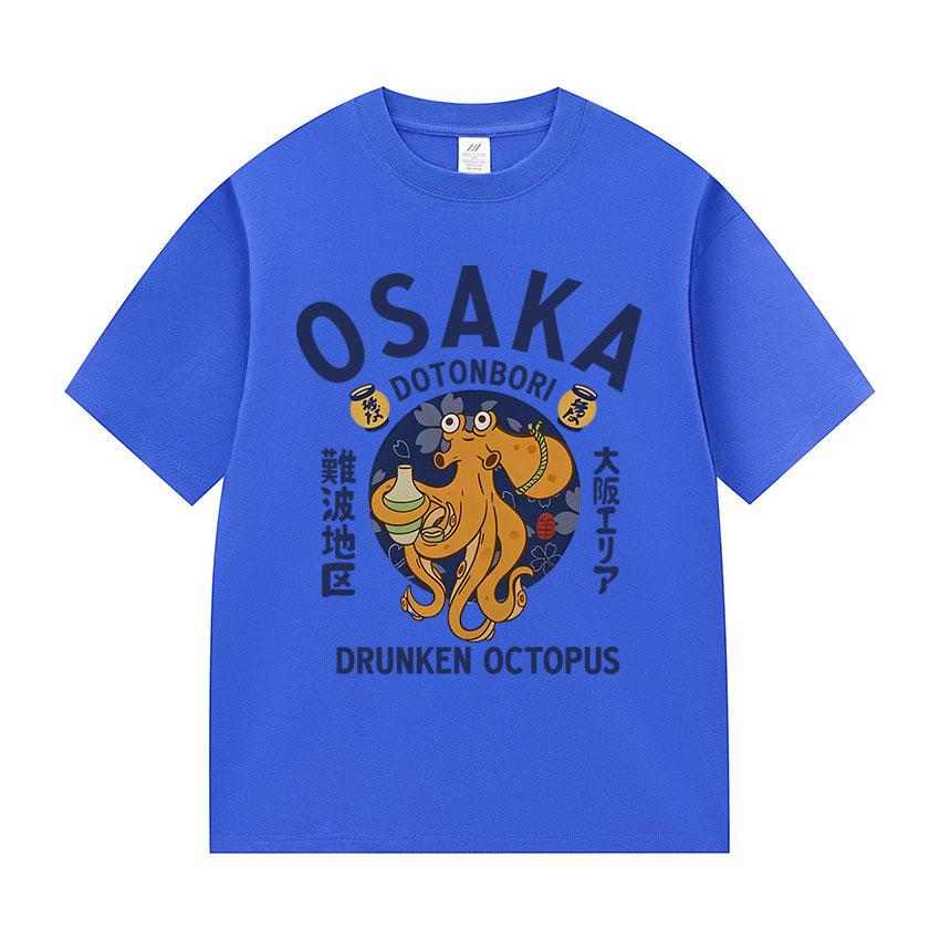 2026 New Japanese Osaka Dotonbori Drunken Octopus Food Lover Funny Graphic Men T Shirt Fashion High Quality Cotton TShirts Tops