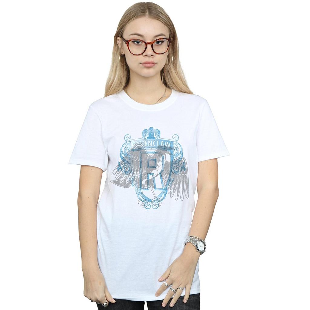 Harry Potter Womens/Ladies Ravenclaw Raven Crest Cotton Boyfriend T-Shirt