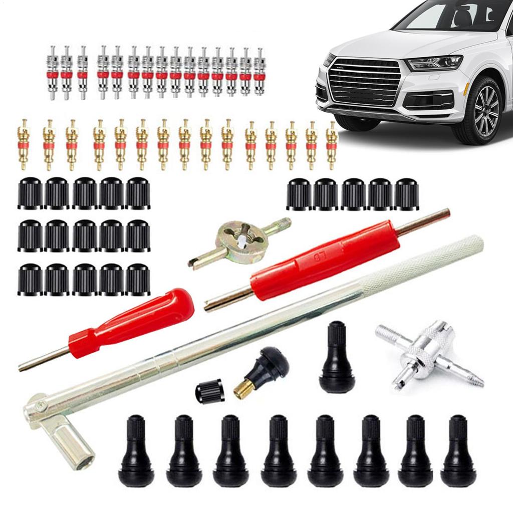 Tire Stem Puller Kit 65-Piece Automotive Accessories Car Tire Valve Core Remover For Truck ATV Vehicle Auto Sedan SUV