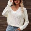 IHUASU Autumn and Winter V-neck Women's Knitted Loose Solid Colour Fashion Pullover Jumper
