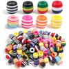 50pcs/lot Barrel Shape Rainbow Striped Resin Beads Big Hole Spacer Beads DIY Bracelet Necklace Jewelry Making Accessories
