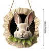 Easter Door Sign Wooden Rabbit Construction Door Sign Bunny Welcome Sign (A)