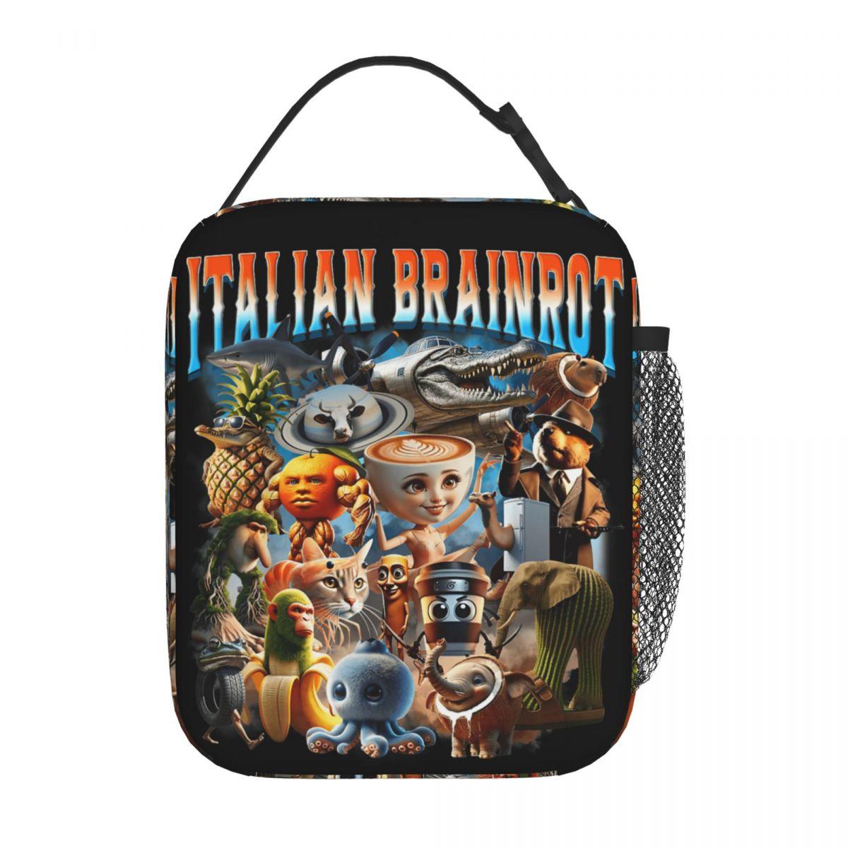 Grappige Italiaanse Brainrot Memes Compilatie Lunchtas School Lunchbox Voor Mannen Grappige Print Tote Voedselzakken Oxford Koeltas One Size