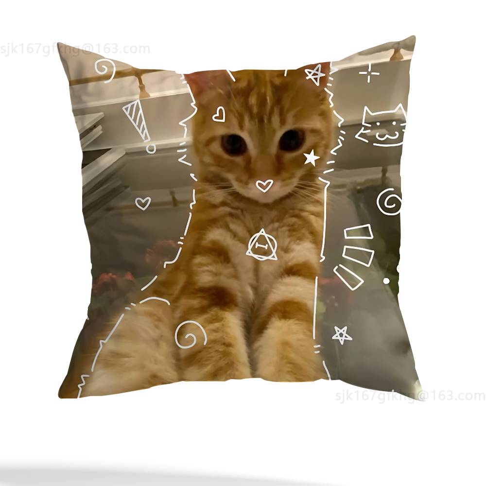 

Funny Cute Cat Pillow Case Pillow Case Living Room Sofa Cushion Cover Suitable For Home Bedroom Room Decoration 12x12Inch