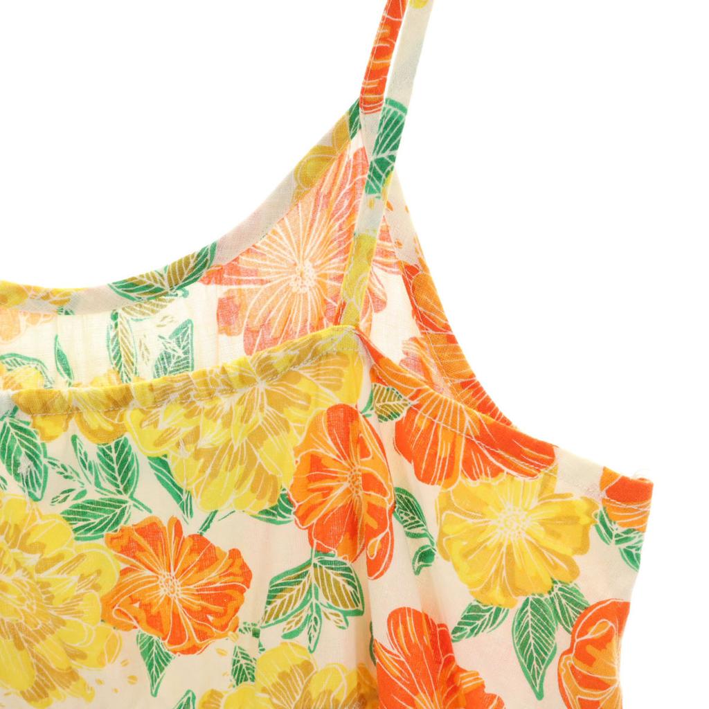 Zara Linen Blend Floral Cami One Piece 13-14 Orange Series Kid's Used