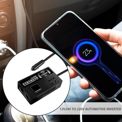 Power Inverter For Car DC 12V/24V To 220V Power Converters For Vehicles 200W Car Charging Station Car Plug In Adapter Outlet For